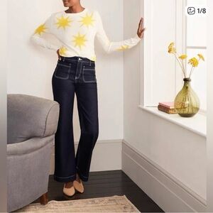 Boden patch pocket Dark Indigo Flare Jeans  NWOT